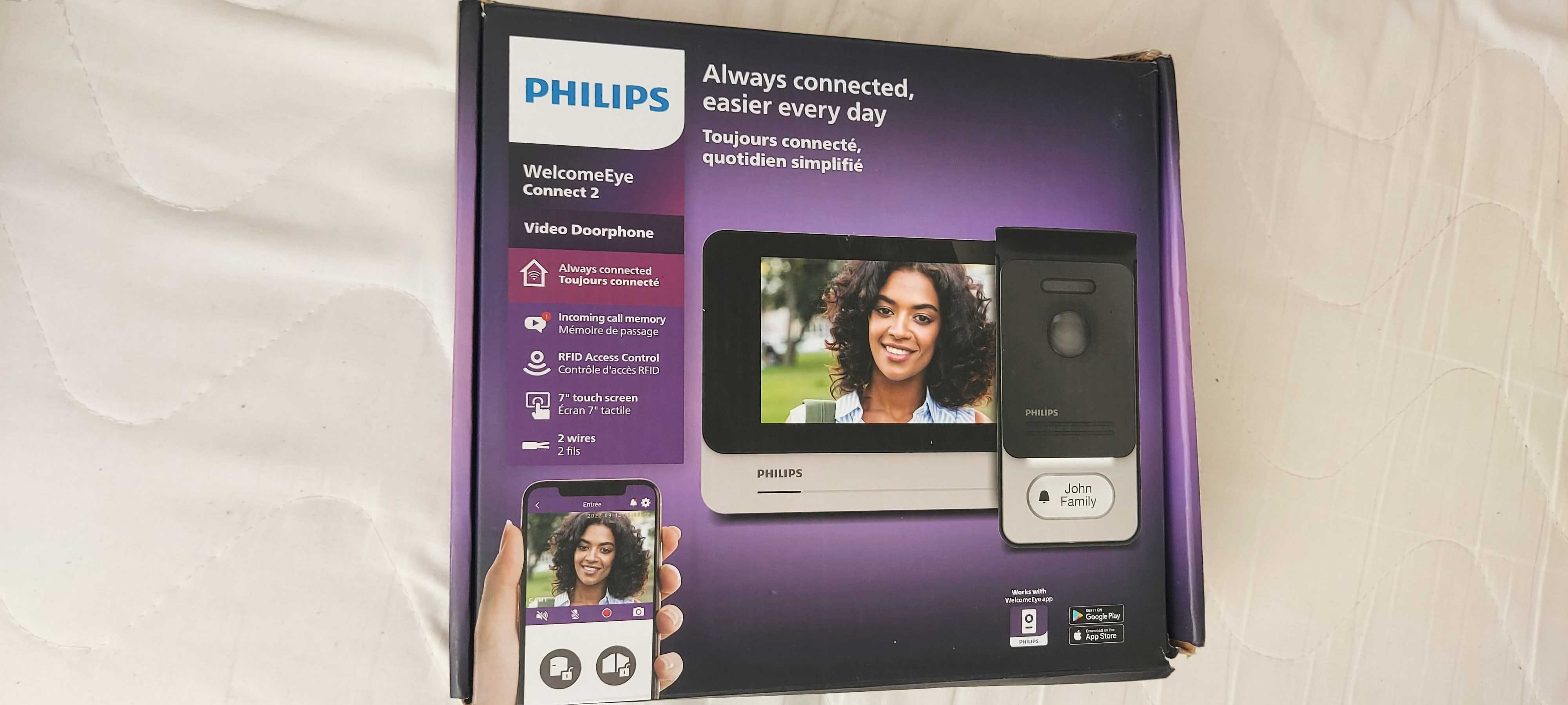 WIDEODOMOFON Philips WelcomeEye Connect 2 monitor 7" wi-fi APP breloki