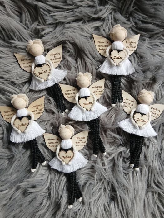 Aniołek magnes na chrzest komunię podziękowanie chłopiec