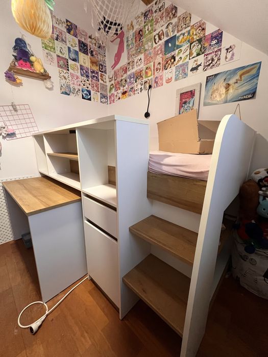 Łóżko piętrowe z biurkiem 90x200