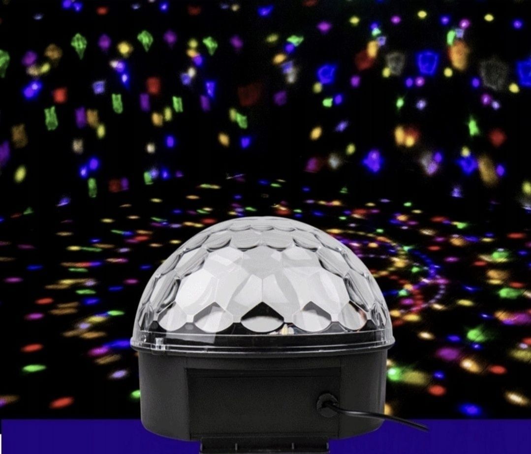 Kula DISCO LED Kula Dyskotekowa PILOT Projektor Głośnik USB RGB SD MP