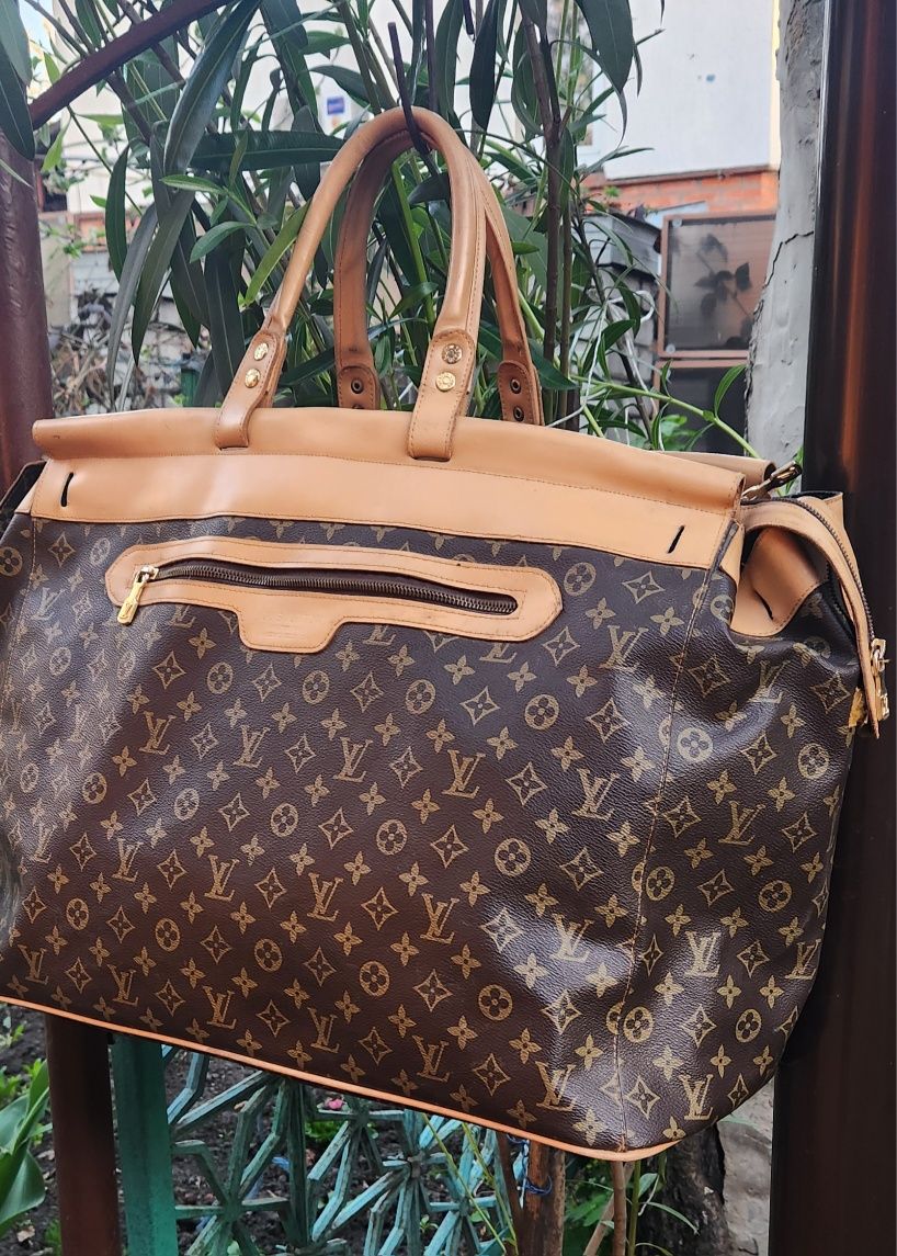 НАТУРАЛЬНАЯ КОЖА дорожная сумка Louis Vuitton LV, Франция 40х60 см