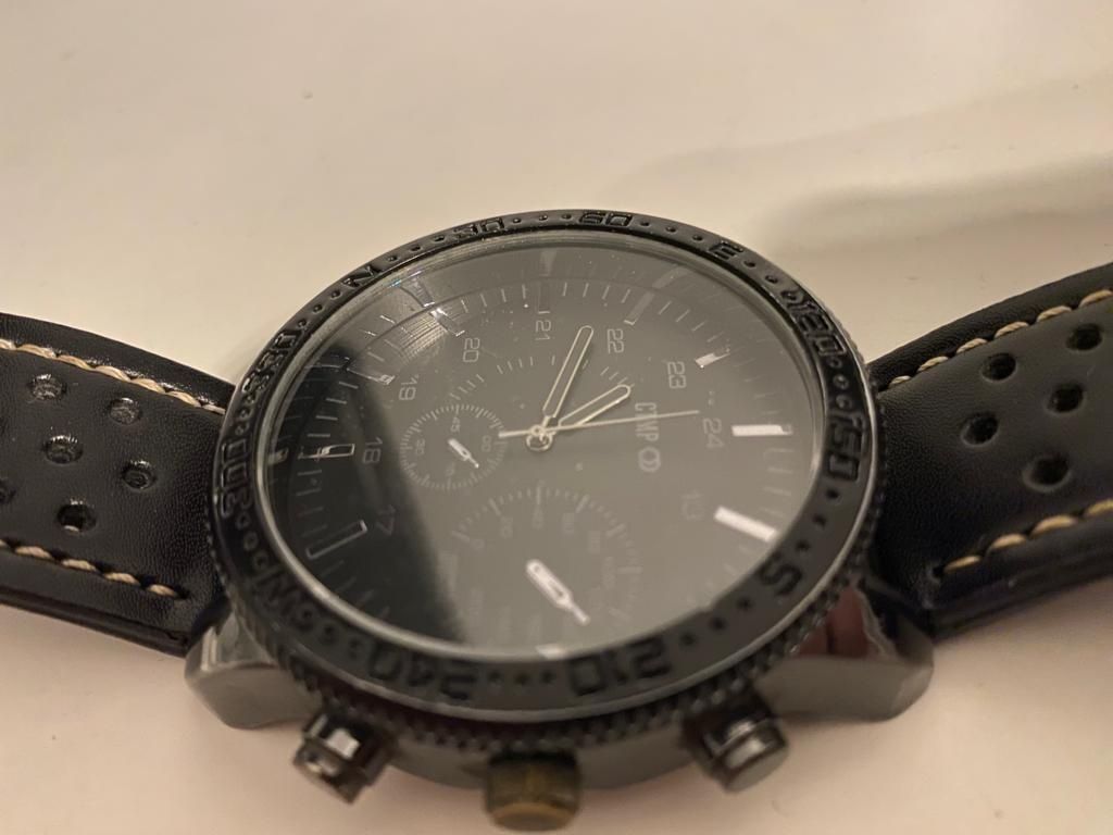 Duży zegarek New Yorker + czarny pasek skórzany