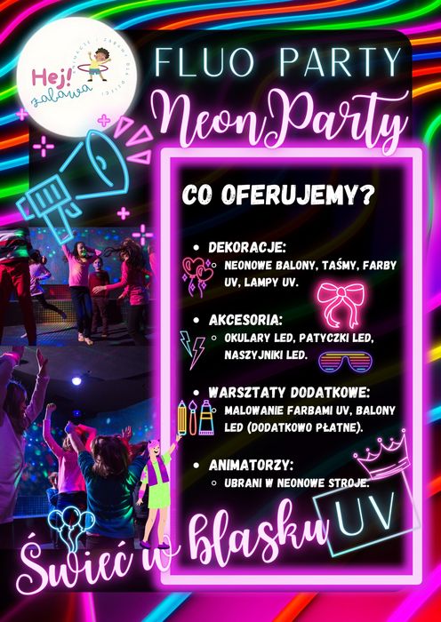 Animatorzy zabaw dla dzieci - 3 metrowy mis -neon party