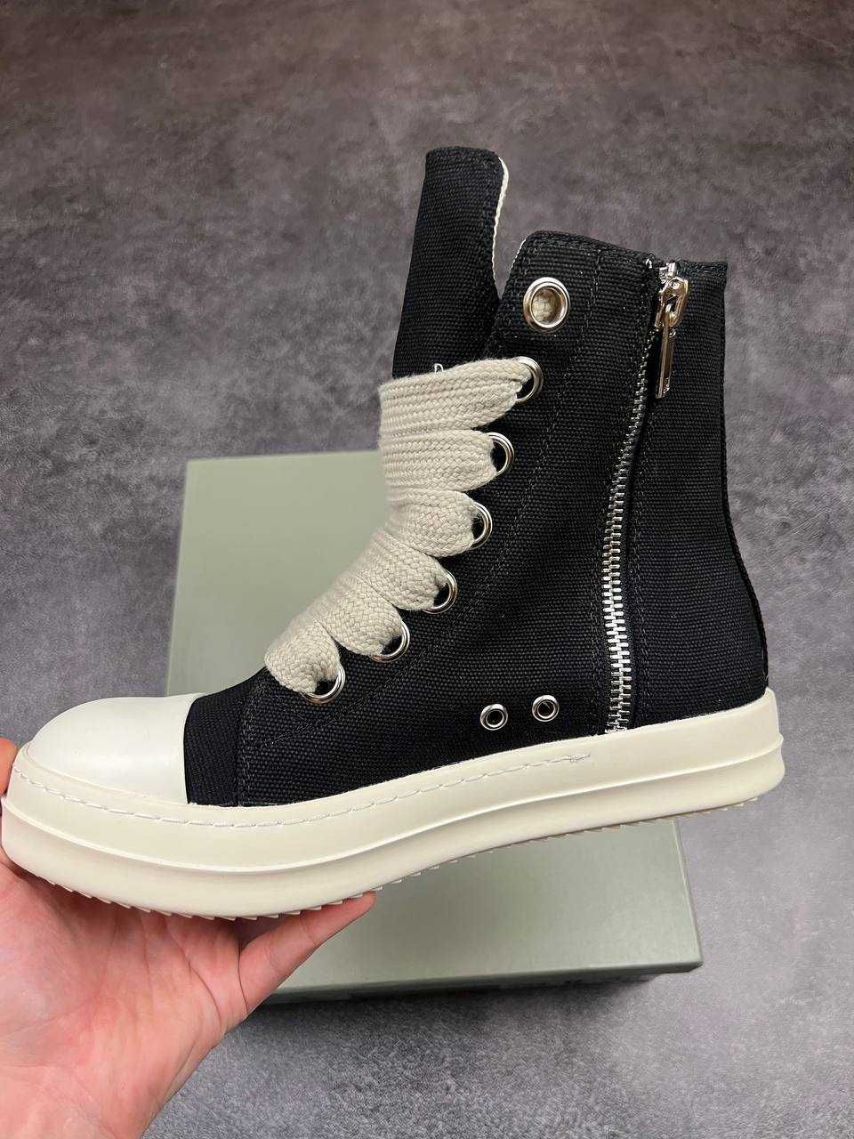 Rick Owens Ramones Jambo Lace Low Black White