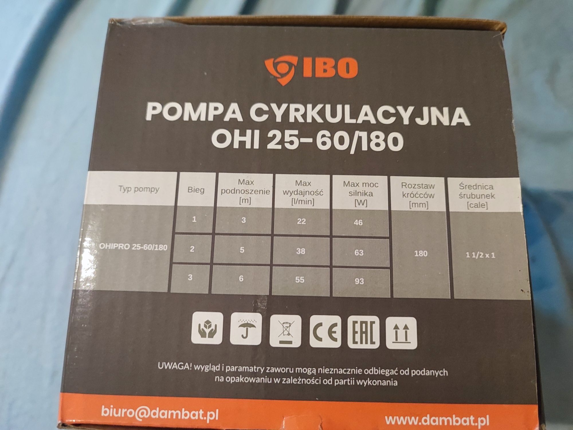 Pompa cyrkulacji 3 biegowa  25-60/180  IBO OHI MAX 95W