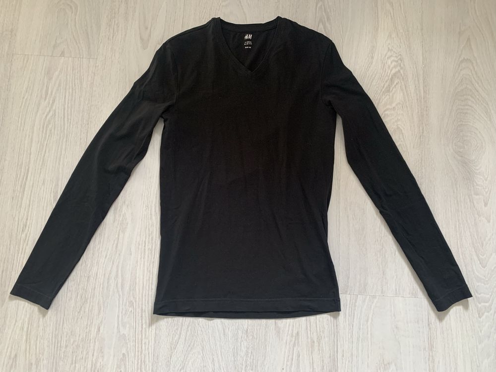 Czarny tshirt z długim rękawem H&M