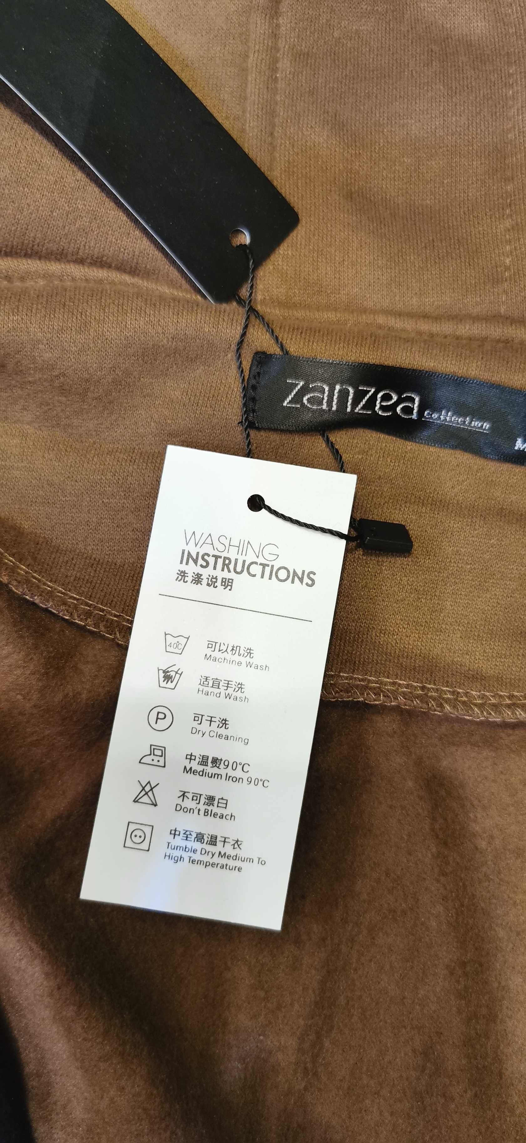 Nowa Bluza ze skórzanymi rękawami ZANZEA