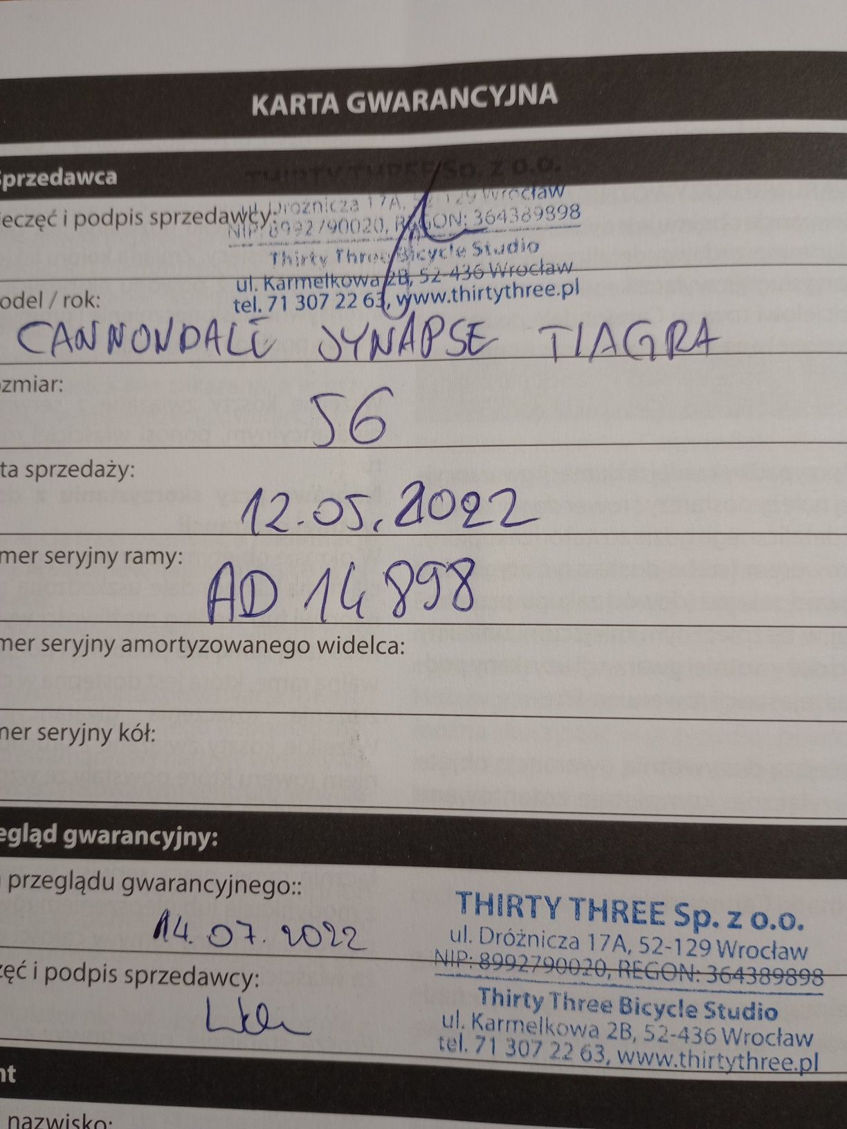 Cannondale Synapse Tiagra