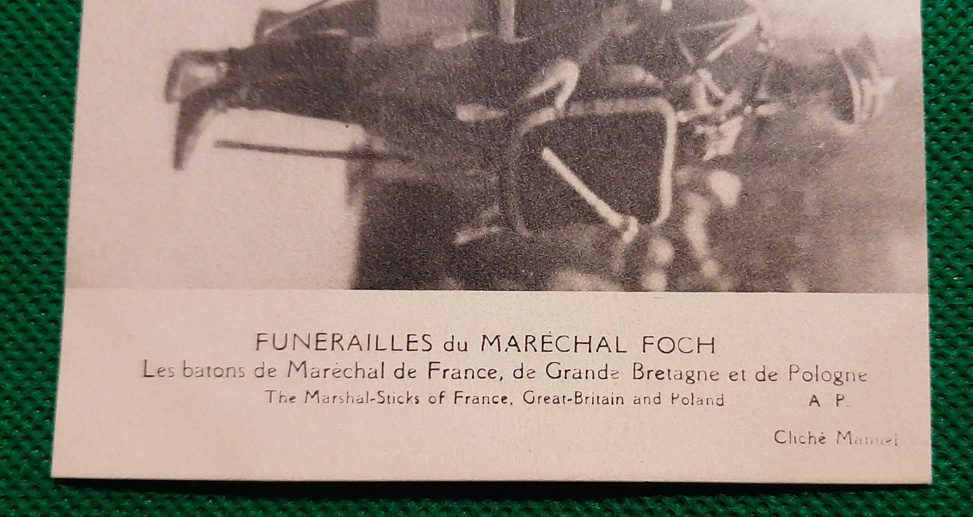 Pocztówka-pogrzeb Marszałka Polski Ferdynanda Focha-Virtuti Militari