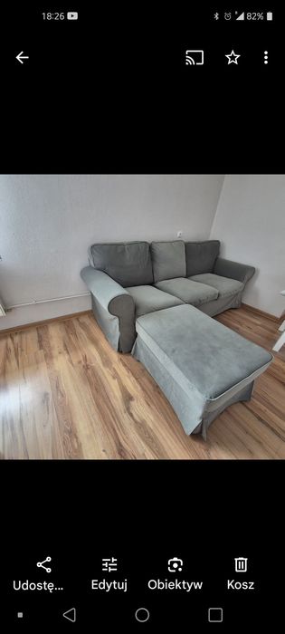 Sofa 3-osobowa z pufą