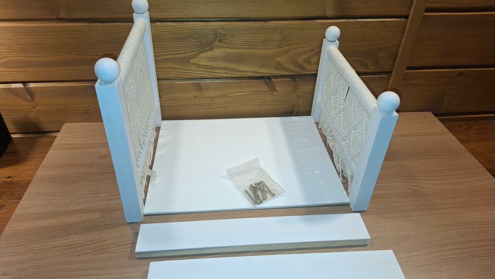 Super Mini Łóżko Dziecięce dla Lalki - Drewniane - Białe