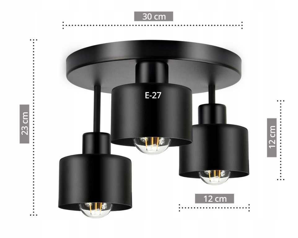 Lampa sufitowa żyrandol LED 3xE27 czarna 382-E3