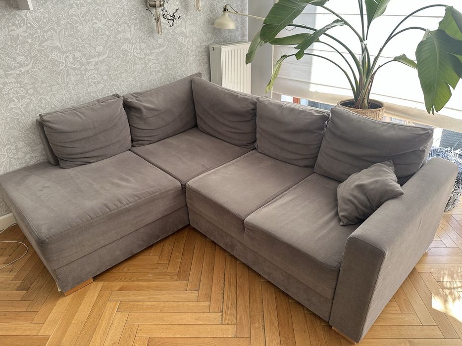 Kanapa narożna z funkcją spania i 2 pojemnikami na pościel