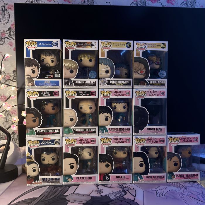 Funko Pop Squid Game, Tokyo Ghoul, The last of Us, Attack on Titan