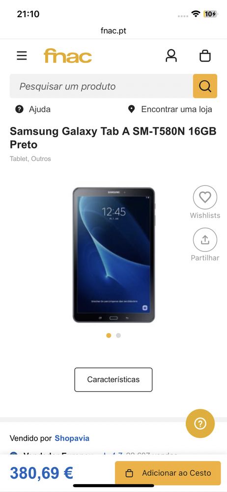 Vendo tablet samsung SM-T580