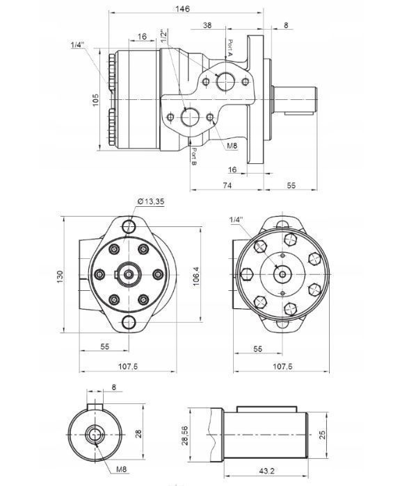 Silnik Hydrauliczny 80 cm3 GR2 Mocowanie Kołnierz [7285]