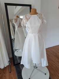 Nowa sukienka na poprawiny slub cywilny biala 36 suknia asynetryczna