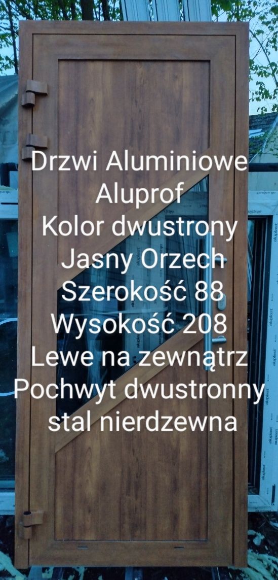 Drzwi zewnętrzne aluminiowe Aluprof Ciepłe Orzech Pochwyt -40%