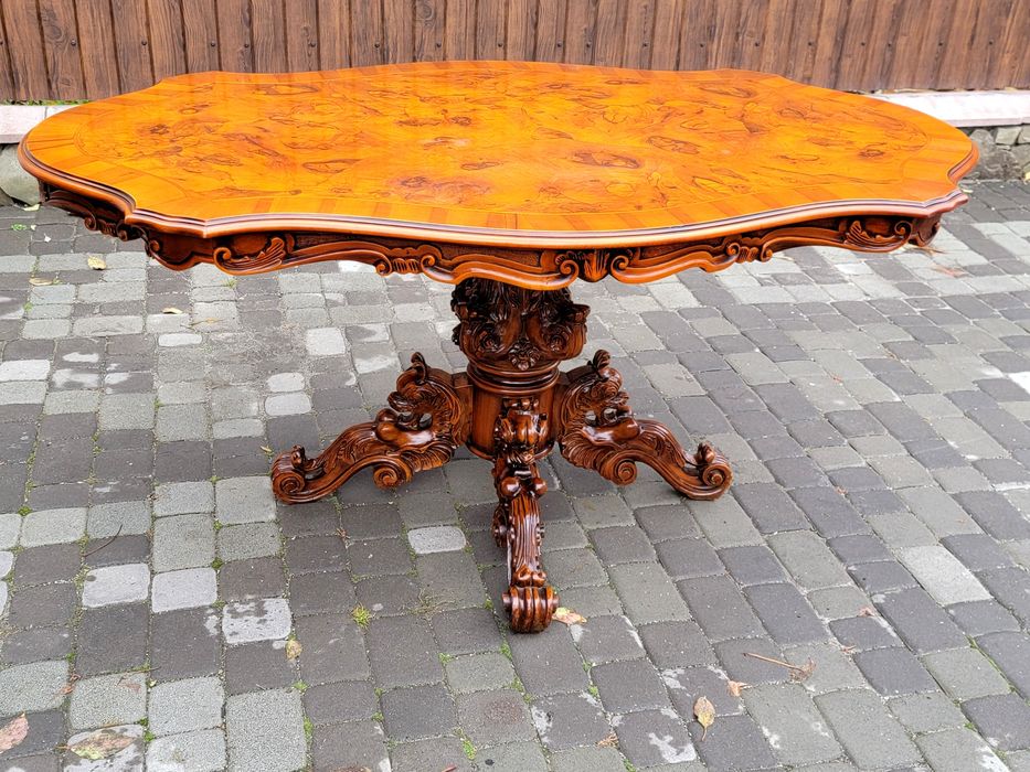Вінтажний Дубовый обеденный стол резьба Барокко  Бельгия