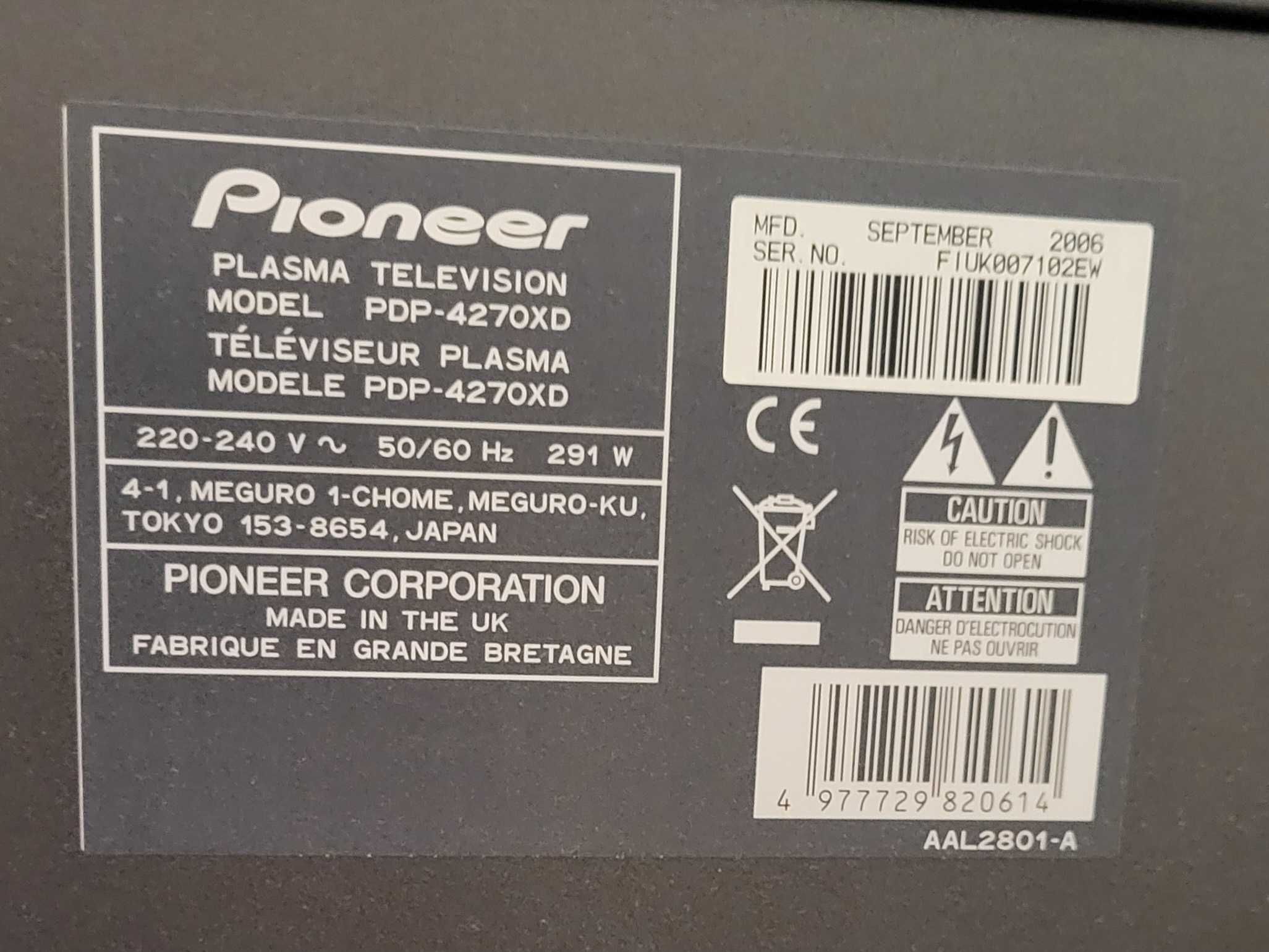 Телевізор Pioneer Plasma PDP-4270XD