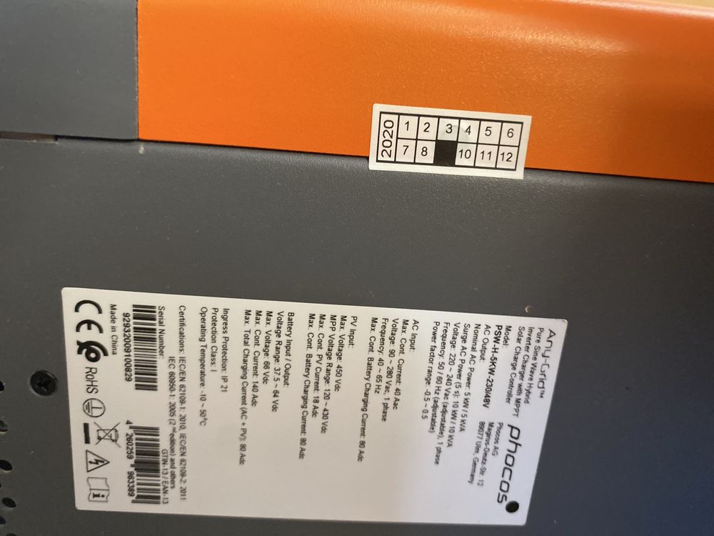 Inversor Phocos PSW-H 5000W 48V