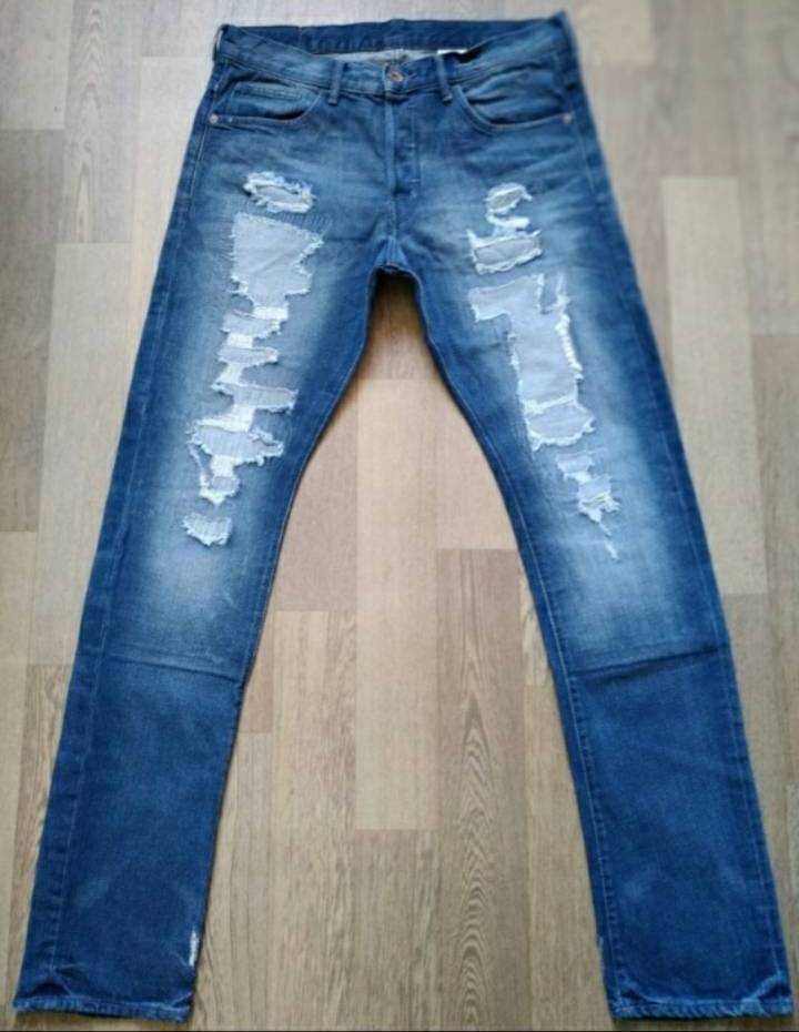 Мужские джинсы H&M Denim Tapeed 32/34 Пэчворк