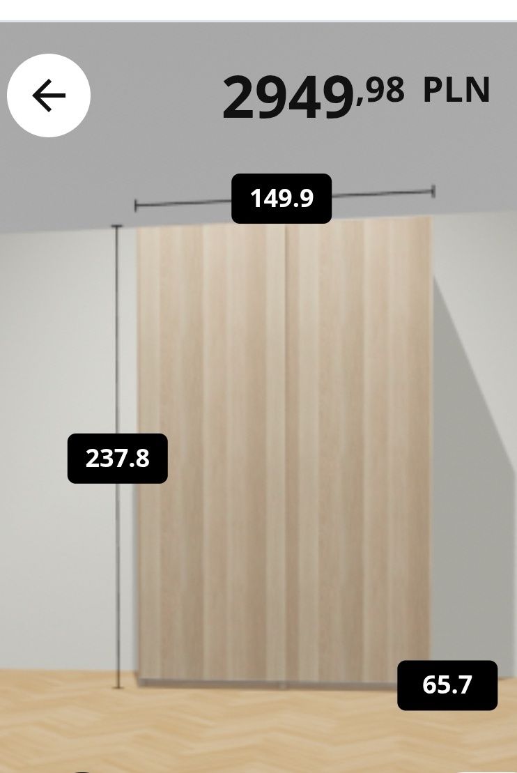 Szafy Pax ikea 150x62x236 i 200x66x236-drzwi przesuwne