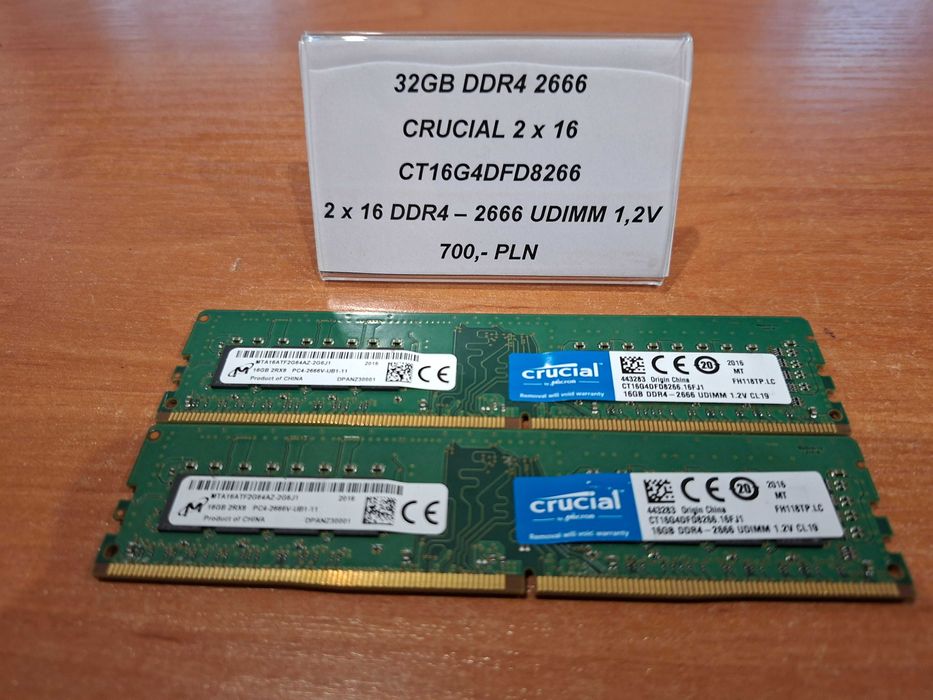 Pamięć DIMM 32GB DDR4 Crucial 2666
