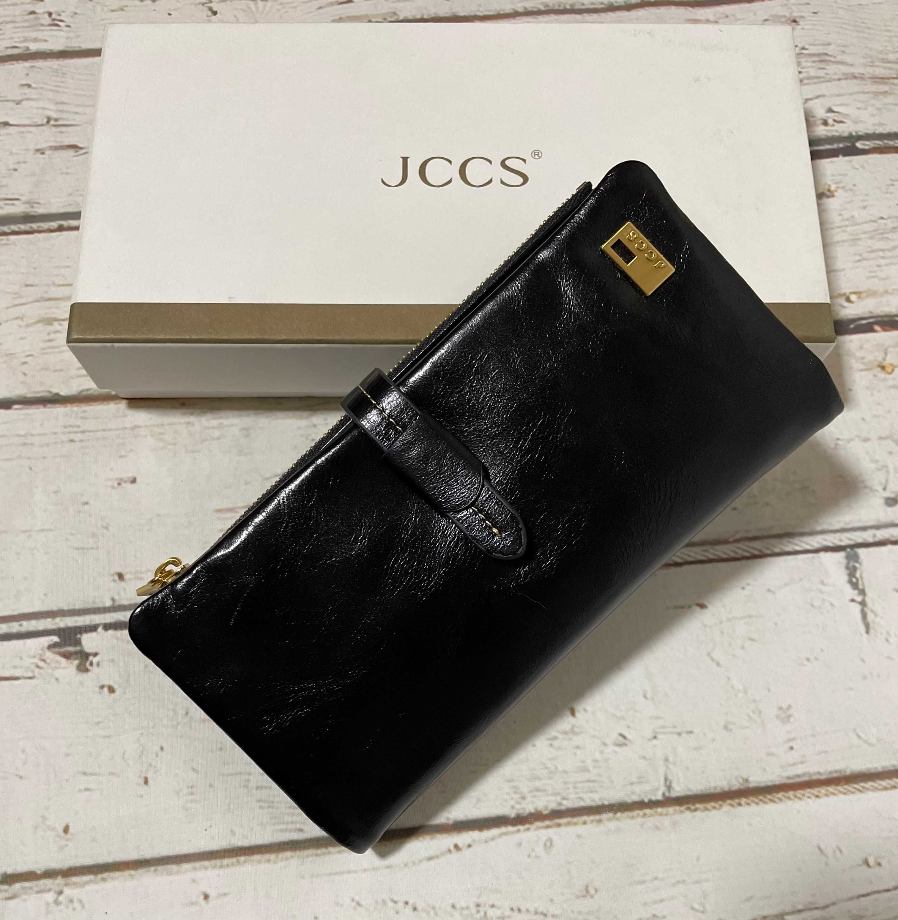 Жіночий гаманець з натуральної шкіри jccs чорний портмоне