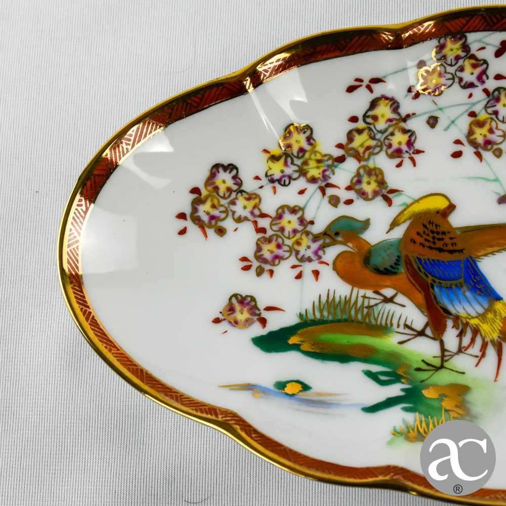 Travessa porcelana da China, decoração Faisões e flores, Circa 1970