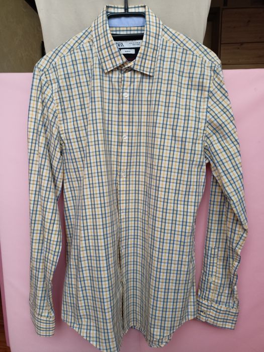 Koszula w kratkę ZARA slim fit rozm. M/40