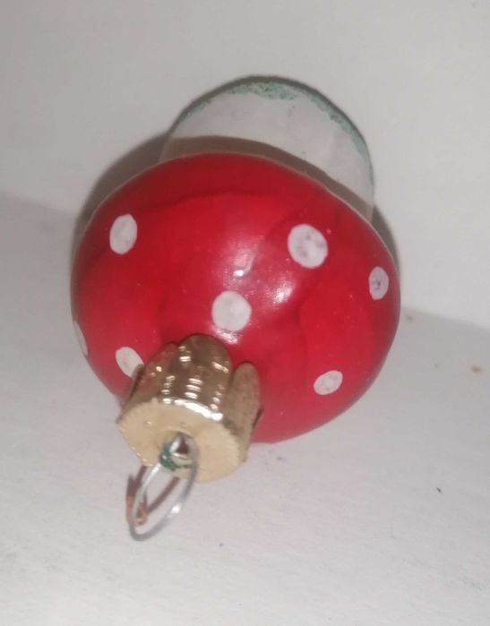 Bombka na choinkę PRL unikat retro art deco bąbka grzybek muchomor