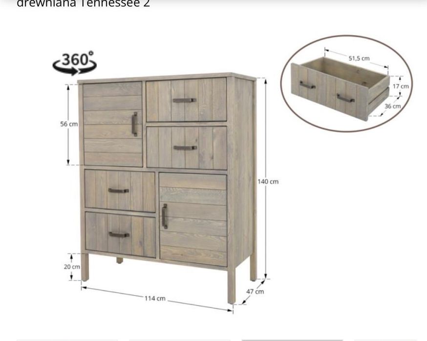 Meble do sypialni Tennessee 2 Seart Prawdziwe drewno z sosny