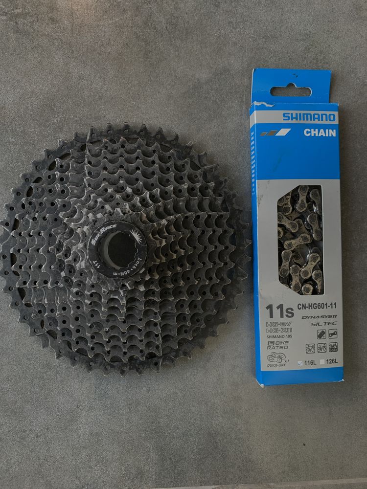 Cassete SunRace + corrente Shimano