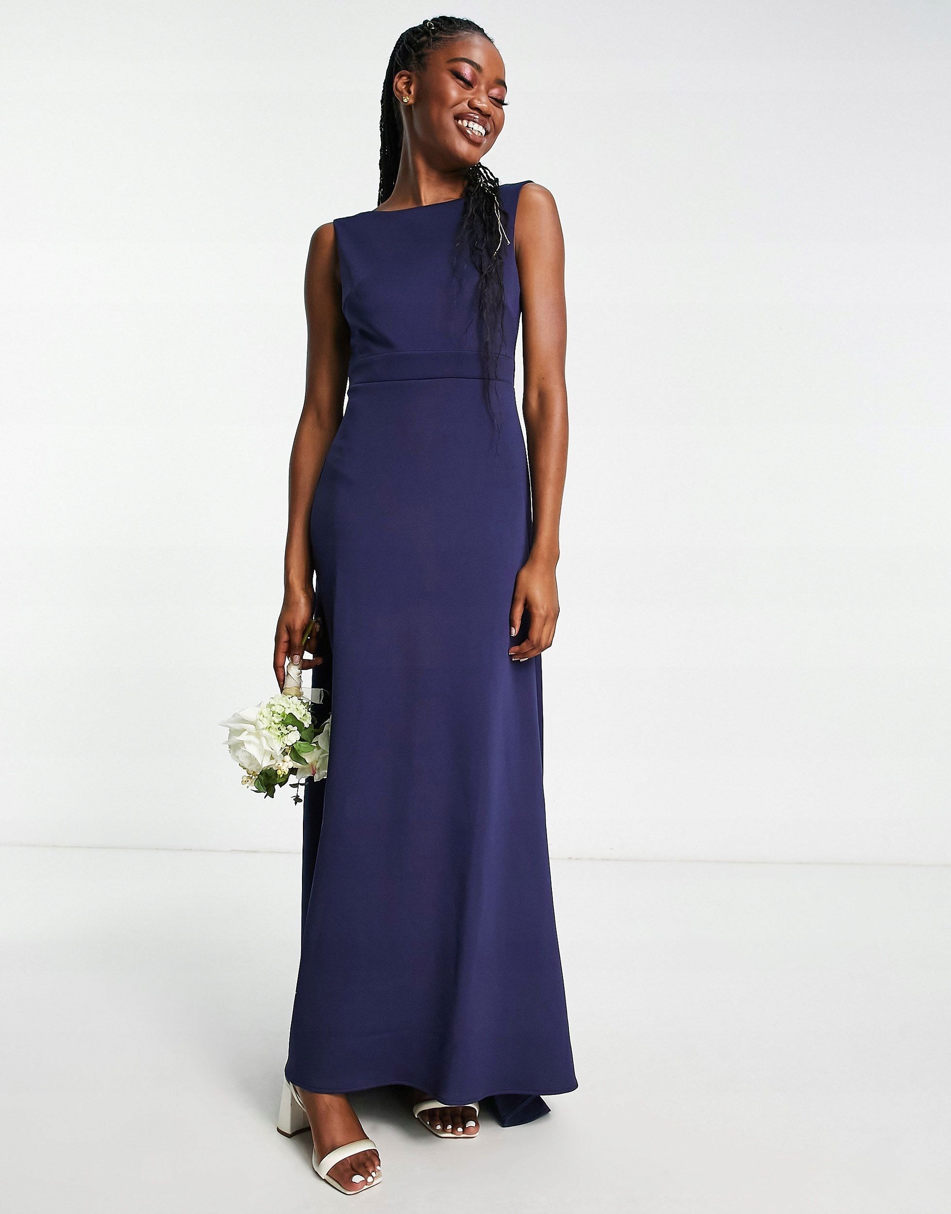 Tfnc 44 Xxl Sukienka Maxi Granatowa Bridesmaid H12294