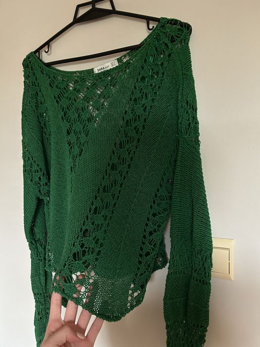 ZARA _ Zielony ażurowy sweter S