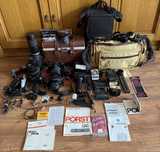 Zestaw fotograficzny Porst, Minolta, Braun, Canon, Bauer, Rollei
