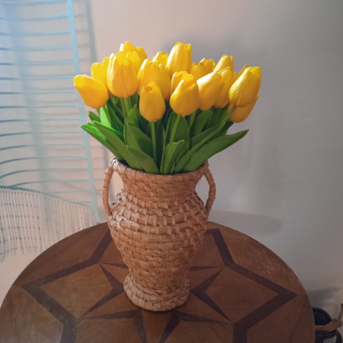 Tulipany silikonowe żółte, 4 bukiety
