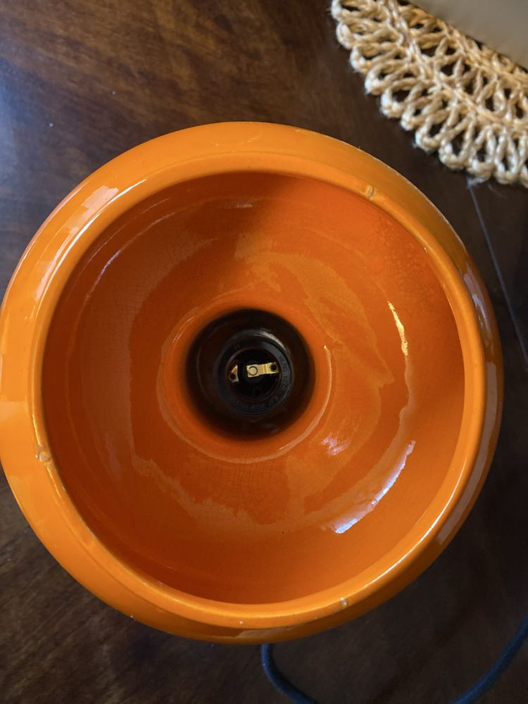 Pomarańczowa lampa ceramiczna Vintage