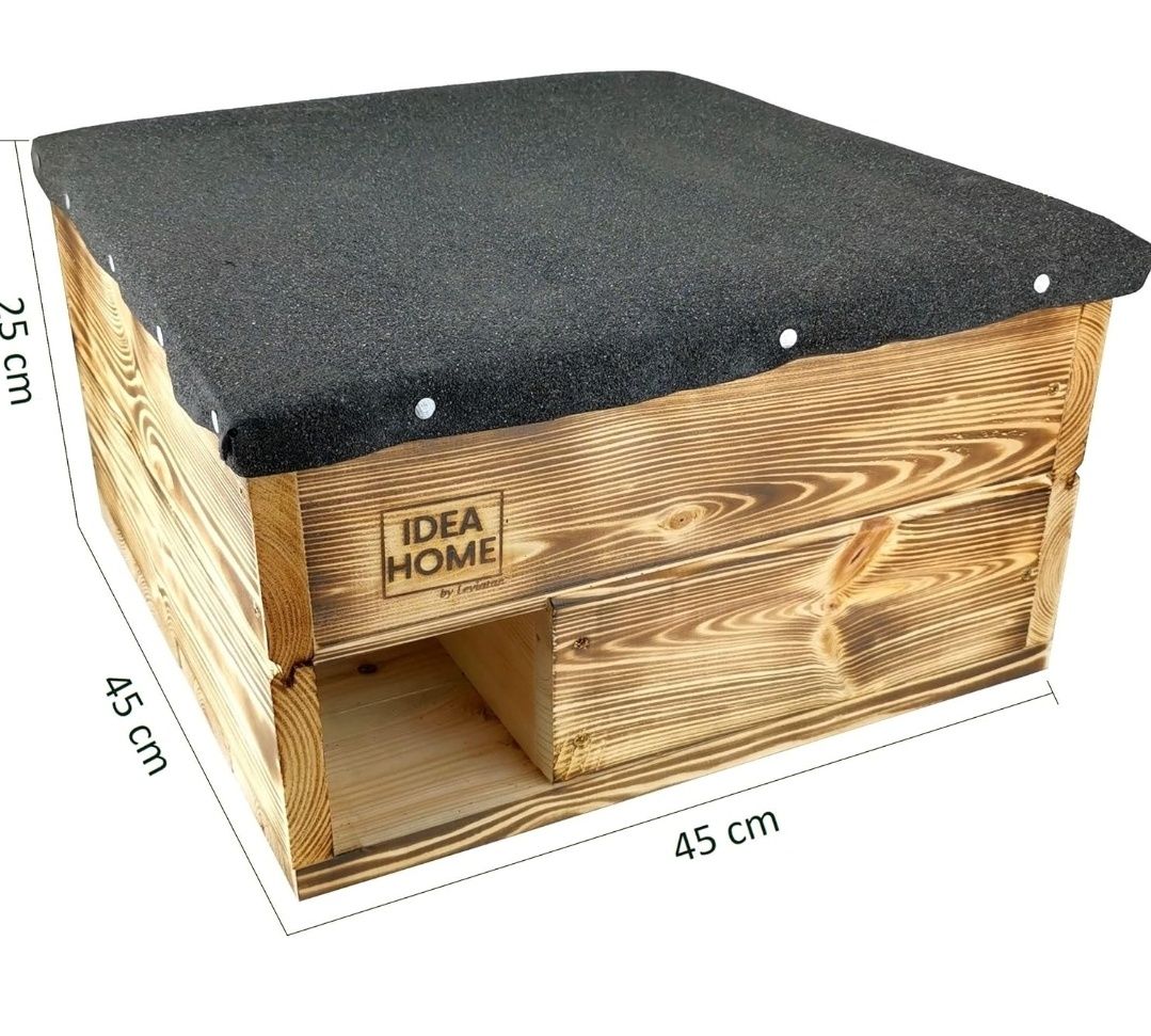 IDEA HOME Domek dla jeża na jeże z dnem z drewna, całoroczny domek