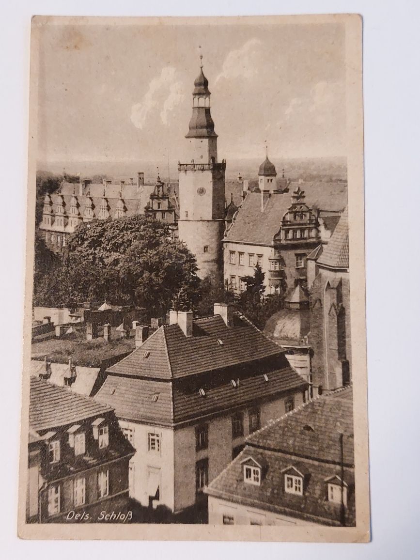 Przedwojenne zdjęcie pocztówka Oels Oleśnica 2 szt Brama Wieża Breslau