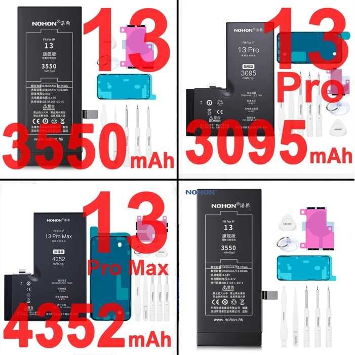 Аккумулятор NOHON Iphone 5S 6S 7 8 X 11 12 13 Pro Max Mini Plus