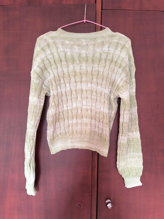 Camisola de malha verde e branca nova com etiqueta