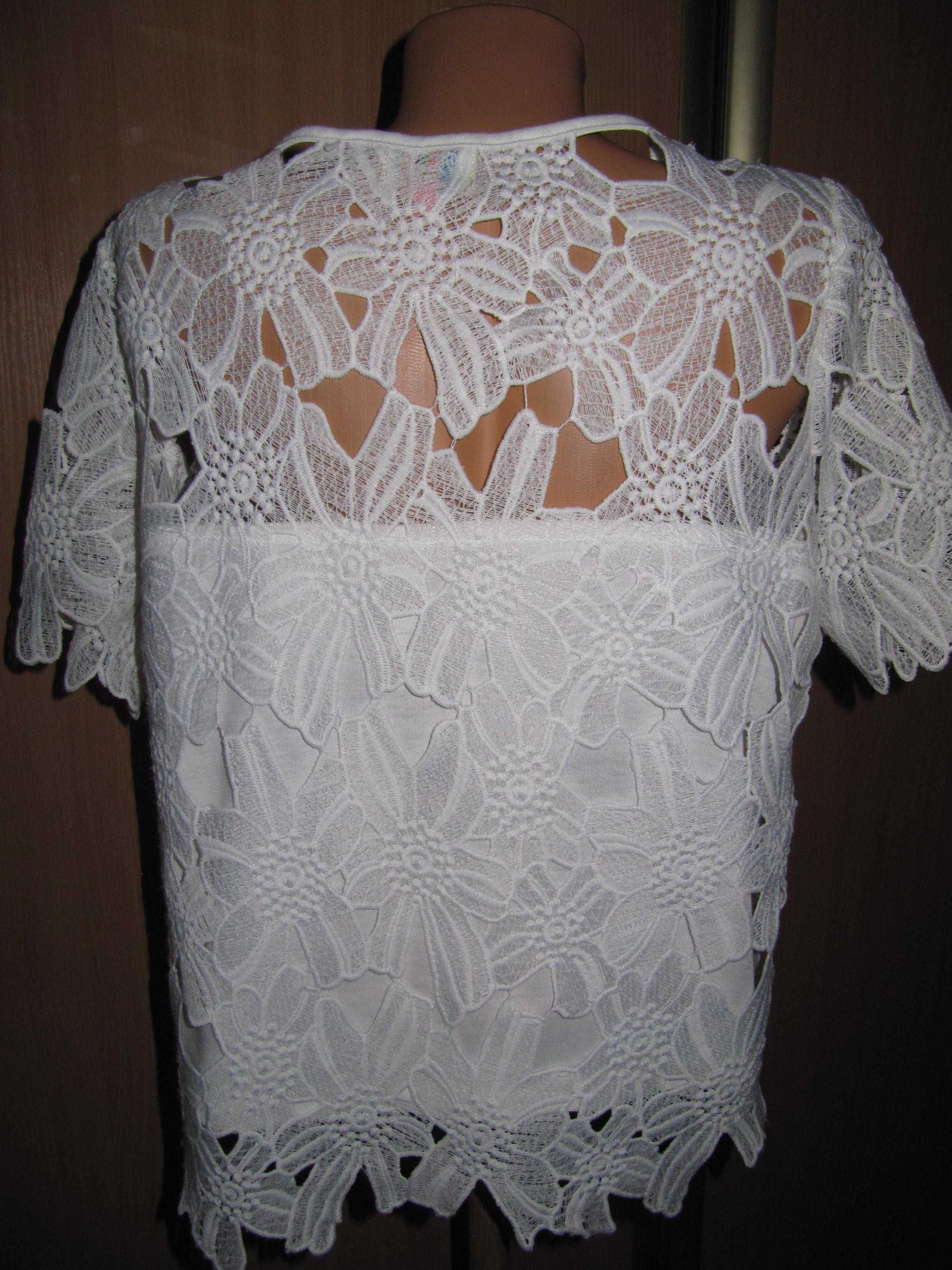 блуза женская белая гипюрная