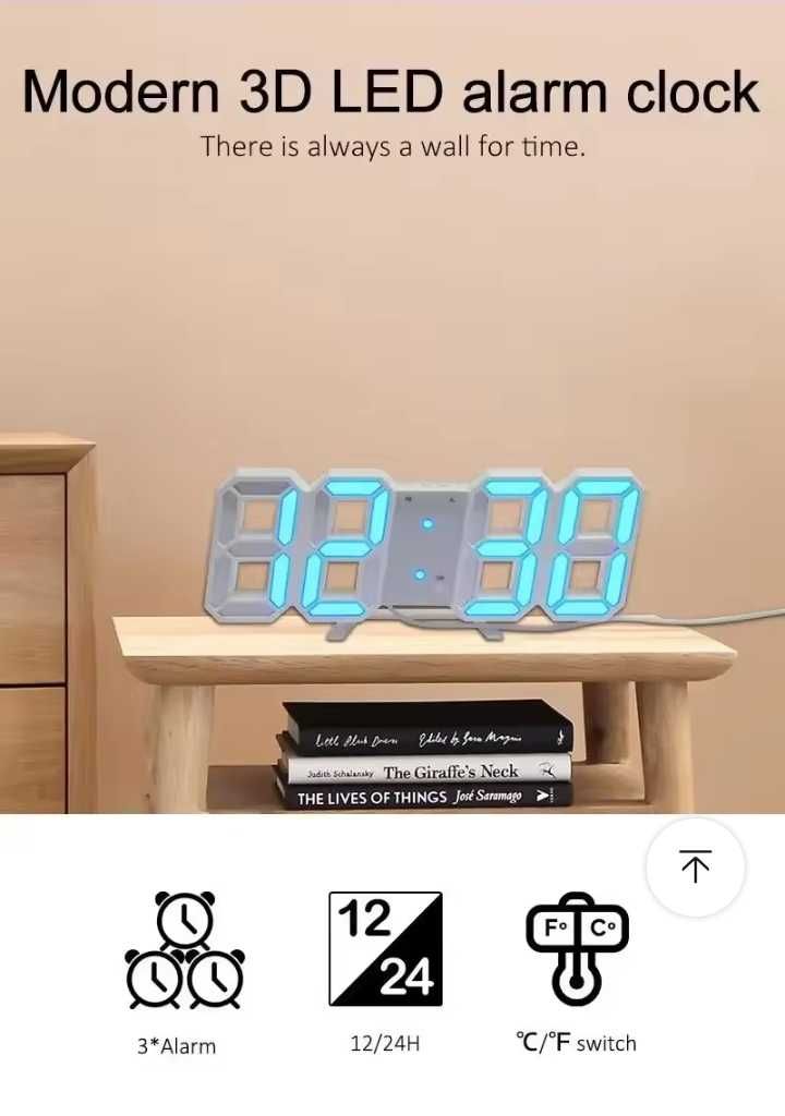 Nowoczesny zegar cyfrowy 3D LED