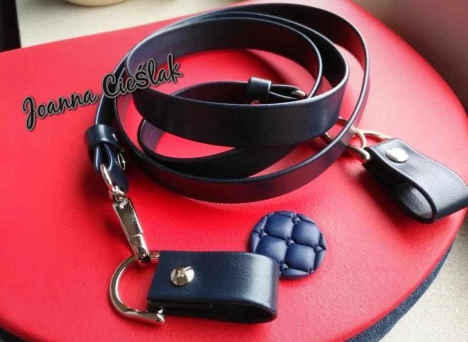 GRANATOWY MAT Nowy eco pasek+zaczepy do obag chase moon light glam