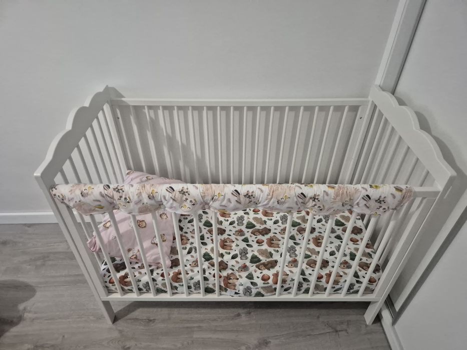 Łóżeczko niemowlęce z materacem 120x60,  białe