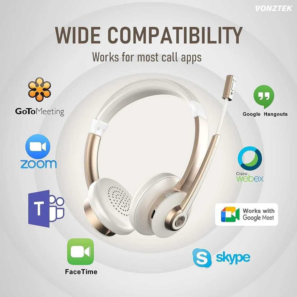 Vonztek Zestaw Słuchawkowy Bluetooth z Mikrofonem -