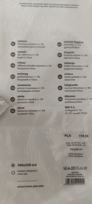 Blekitne blue niebieski para zasłony 2szt. 140/250cm HomeYou