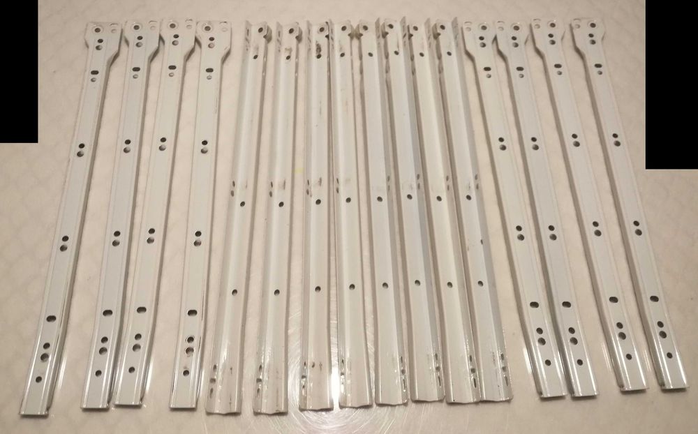 Prowadnica meblowa, metalowa, rolkowa, szuflady, biała (20x400x1mm) 1
